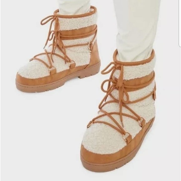 JustFab Women's London Flat Boots Cognac Size 7.5 - Picture 1 of 5